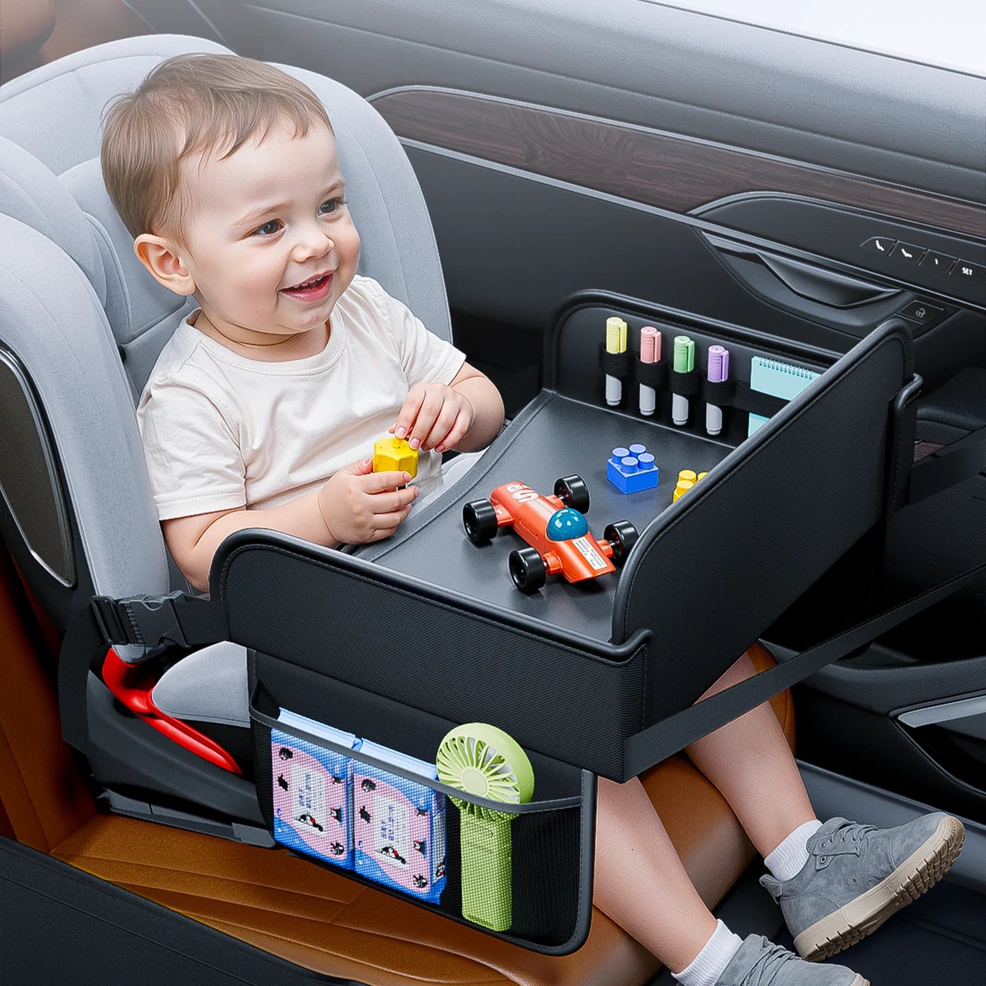 Kids Car Activity Tray – Snack & Play Table with Storage