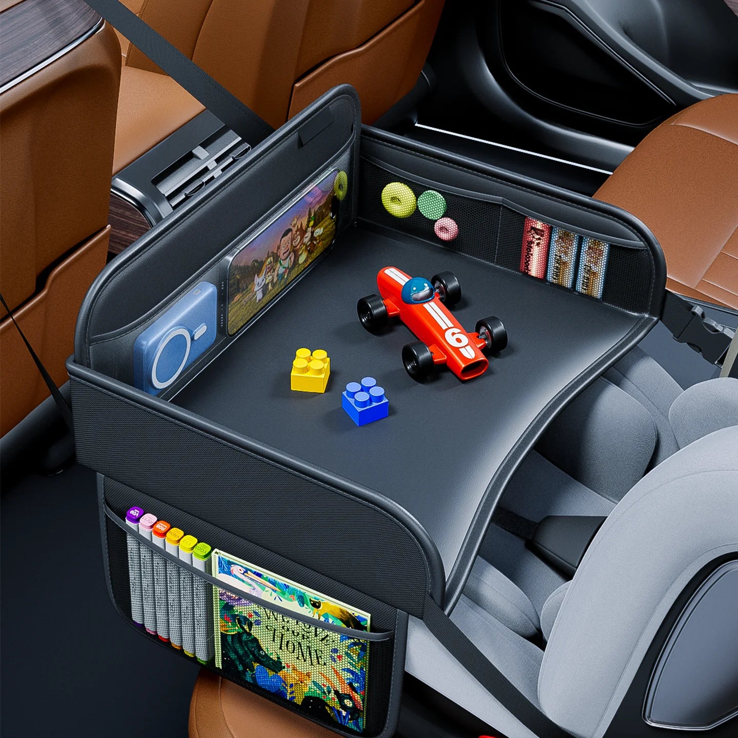 Kids Car Activity Tray – Snack & Play Table with Storage