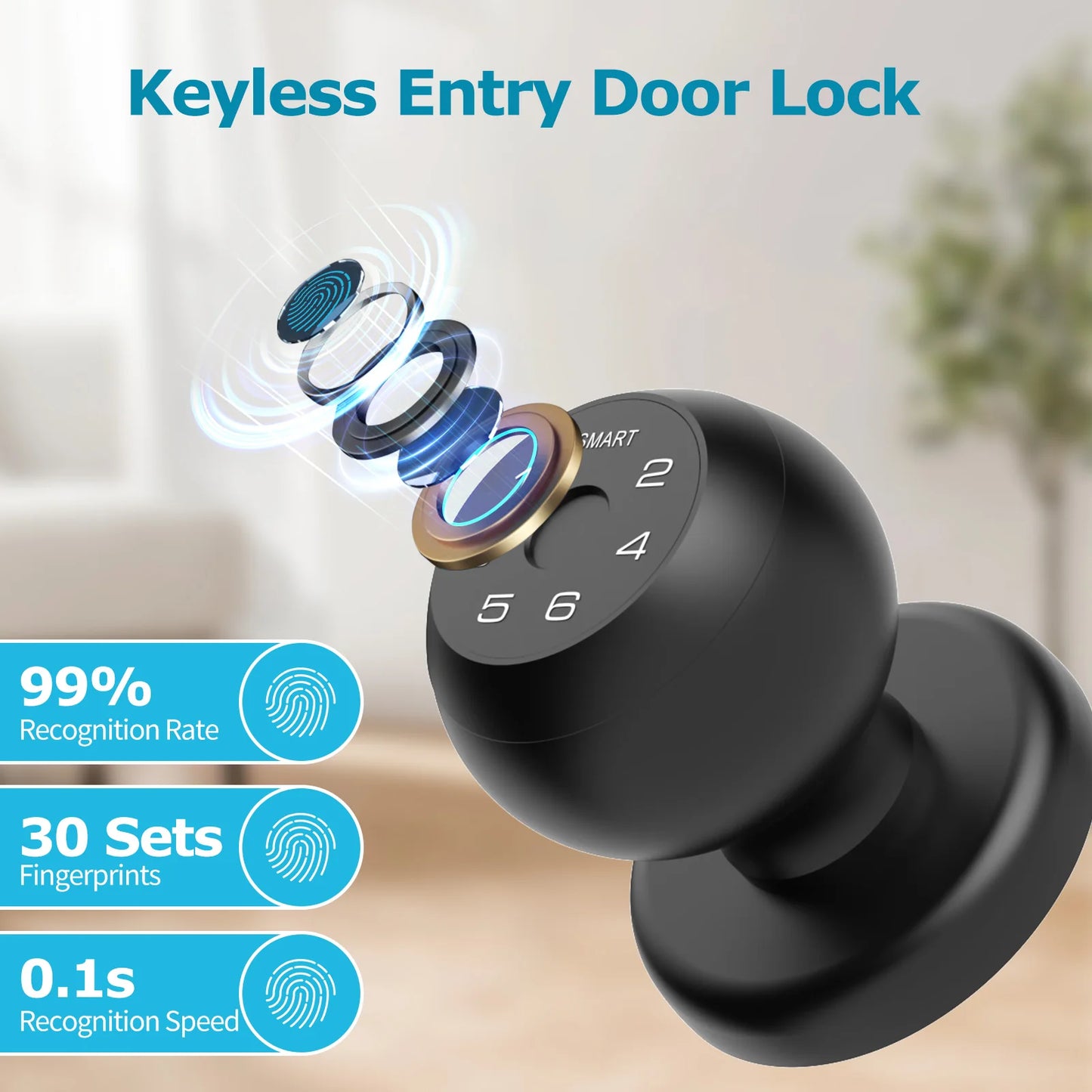 4-in-1 Smart Door Lock — Fingerprint, App, Keypad & Key | Fits Wood, Steel & Brass Doors