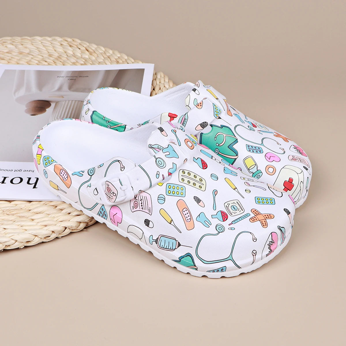 Medical Print Nursing Clogs – Lightweight & Comfortable
